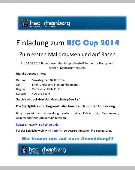 Einladung HSC Cup